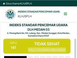 Kualitas Udara di Kota Medan Masuk Kategori Tidak Sehat Hari Ini
