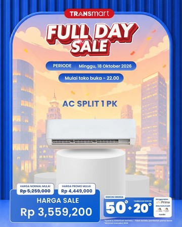 AC Split 1 PK Diskonnya Jutaan di Transmart Full Day Sale!
