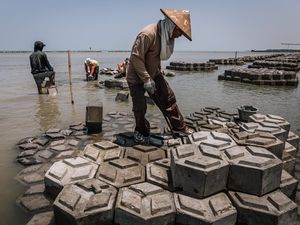 Persiapan Giant Sea Wall Pantura, Struktur Pemecah Ombak Disiapkan di Demak