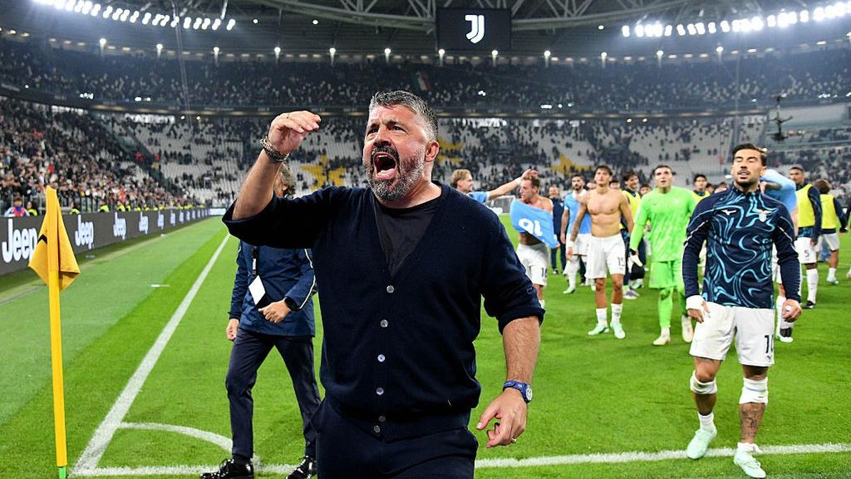 Gattuso saat merayakan kemenangan Lazio di markas Juventus. Foto: Getty Images/Marco Rosi - SS Lazio