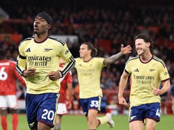 Teranyar, Arsenal menang 1-0 atas Nottingham di pekan ketujuh Liga Inggris, Minggu (18/10). Gol Madueke jadi penentu (Getty Images/Marc Atkins)