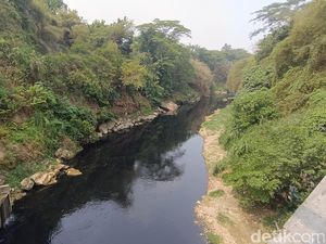 Duh! Sungai Cileungsi di Bogor Hitam Bak Oli dan Berbau Menyengat