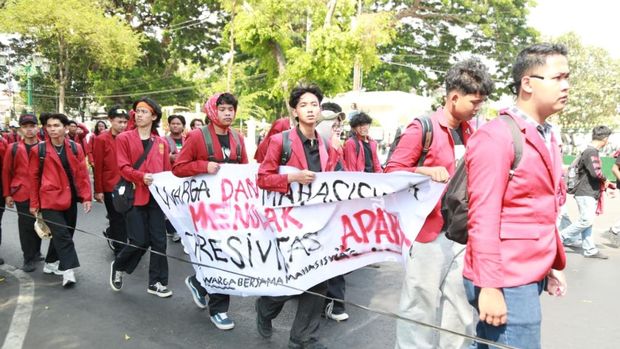 Polisi mengawal aksi mahasiswa di Yogyakarta (dok istimewa)