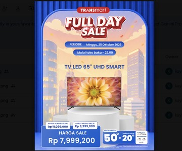 Diskon Jumbo TV LED 65 di Transmart Full Day Sale - Infolitik