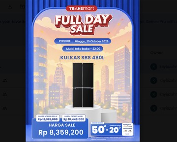 Harga Super Hemat Kulkas SBS 480L di Transmart Full Day Sale! - Infolitik