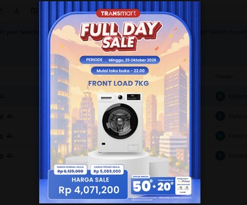 Mesin Cuci Front Load 7KG Transmart Full Day Sale Diskon Jutaan - Infolitik