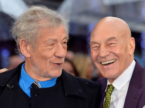 Ian McKellen dan Patrick Stewart FILE PHOTO: British actors Ian McKellen (L) and Patrick Stewart arrive for the British premiere of 'X-Men: Days of Future Past' at Leicester Square in London, Britain May 12, 2014. REUTERS/Toby Melville/File Photo