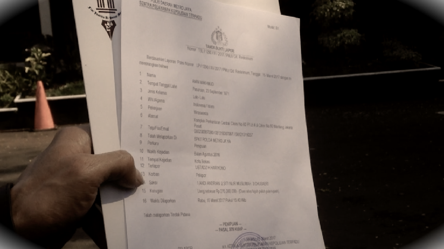 Ustaz Haryono Dipolisikan Atas Penipuan 