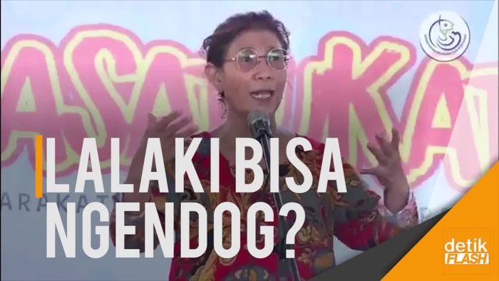 Gaya Bu Susi Pidato Soal Eksploitasi Laut