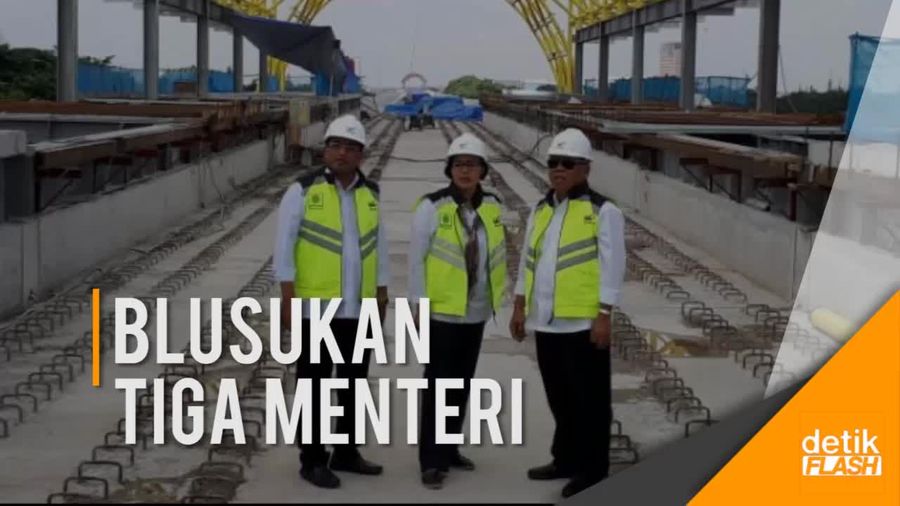 Tiga Menteri Jokowi Tinjau Proyek LRT Palembang