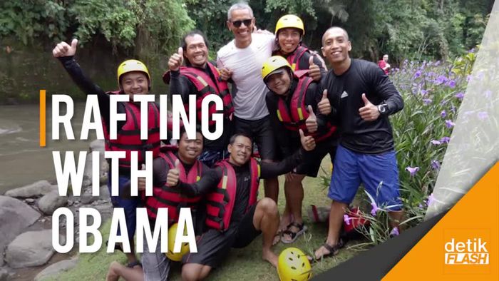 Begini Serunya Saat Obama Rafting di Sungai Ayung