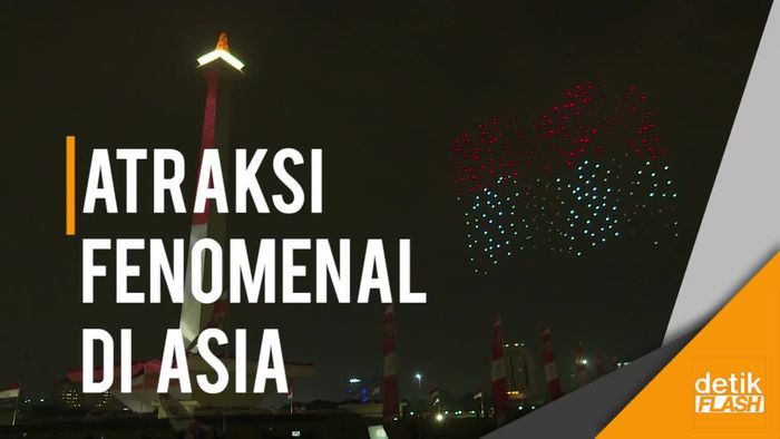 Melihat Utuh Konfigurasi Keren Ratusan Drone di Monas