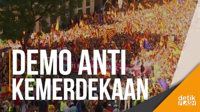 Ratusan Ribu Warga Barcelona Tolak Merdeka dari Spanyol   