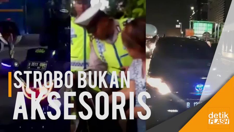Polisi Razia Kendaraan dengan Lampu Strobo