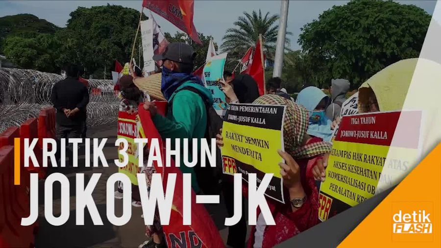 Demo 3 Tahun Jokowi-JK, Buruh dan Mahasiswa Turun ke Jalan