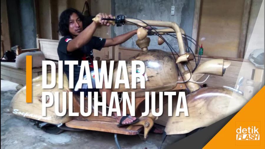 Vespa Kayu Made in Ngawi Ini Sempat Ditawar Bule Puluhan Juta