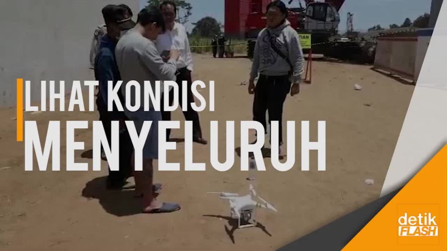 Drone Bantu Investigasi Flyover Ambruk di Pasuruan
