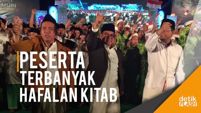 Disaksikan Cak Imin, 32 Ribu Santri Pasuruan Pecahkan Rekor MURI