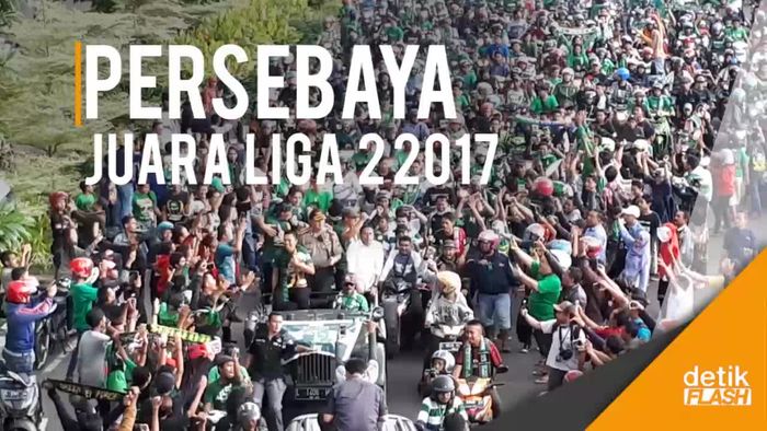 Konvoi Puluhan Ribu Bonek Sambut Trofi Juara Persebaya