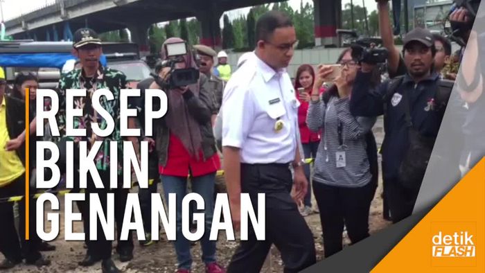 Gubernur Anies Pantau Titik Genangan di Kolong Cawang