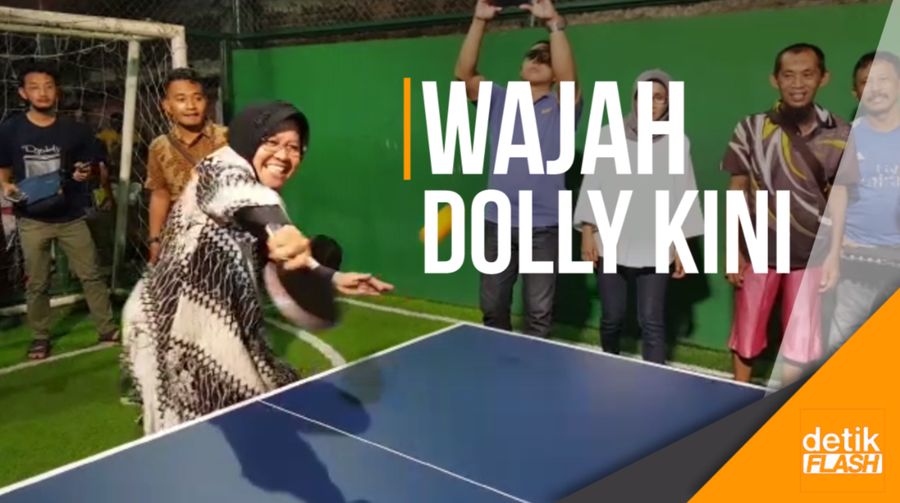 Serunya Bu Risma Main Tenis Meja di Dolly