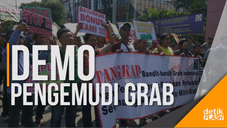 Ratusan Driver Grab Gelar Aksi Demo Tuntut Insentif Lebaran