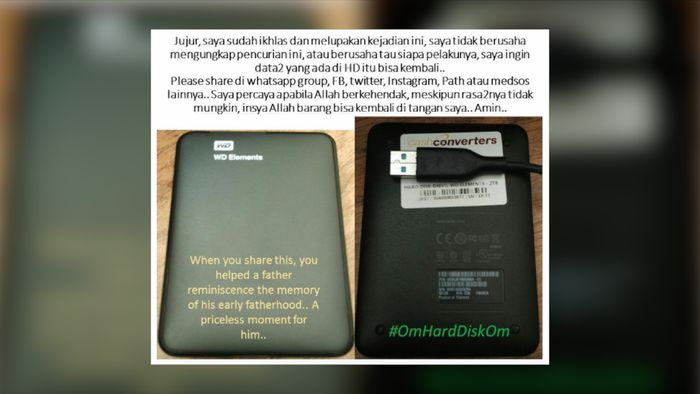 Pria Ini Tawarkan Rp 5 Juta untuk Hardisk Foto Kenangan yang Dimaling