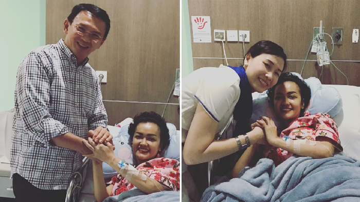 Ahok dan Istri Jenguk Julia Perez di Rumah Sakit