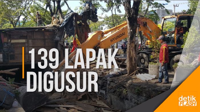 Demi Normalisasi Saluran Air, Pemkot Surabaya Bongkar 139 Lapak