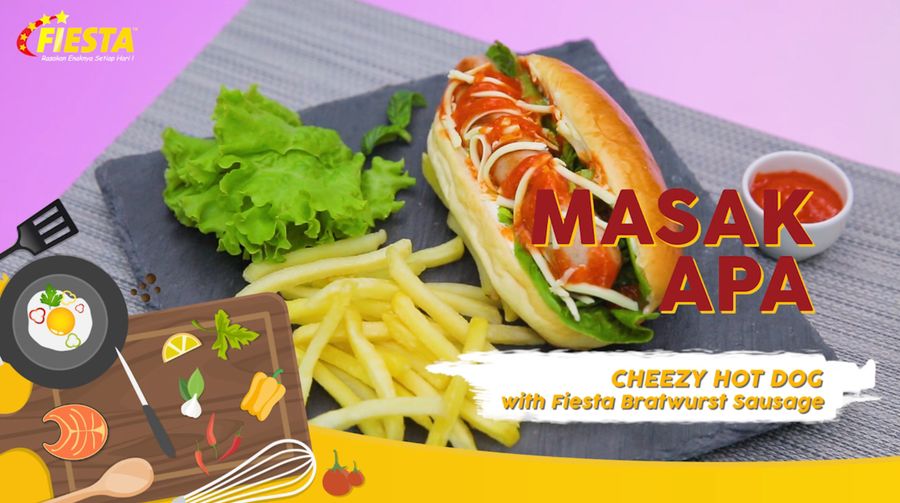 Mudahnya Membuat Cheezy Hot Dog with Fiesta Bratwurst Sausage