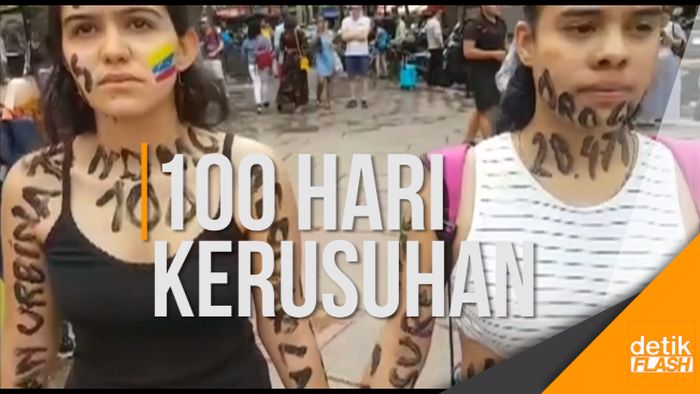 100 Hari Kerusuhan Venezuela, Demonstran Melukis Tubuhnya