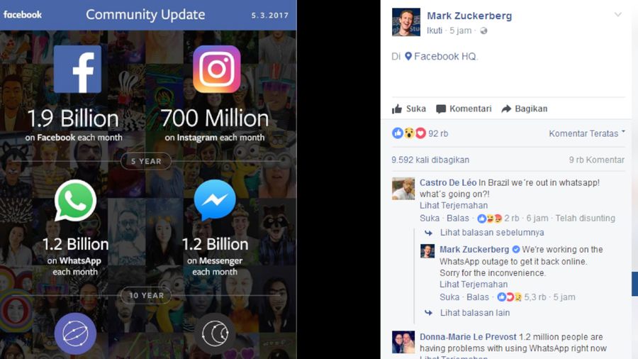 Mark Zuckerberg Minta Maaf Terkait WhatsApp Tumbang