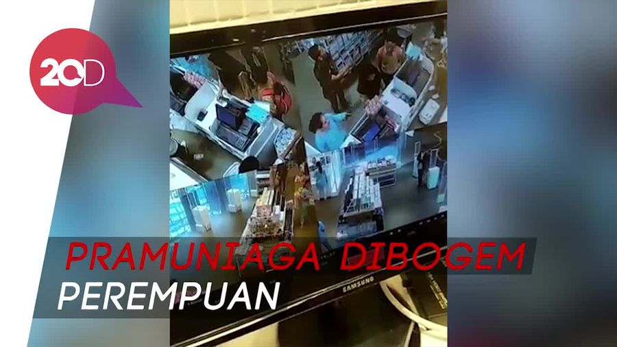 Rekaman CCTV Aksi Perempuan Pengunjung Toko Bogem Pramuniaga   