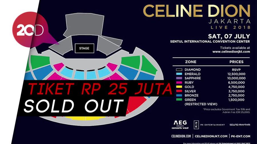 Gokil! Tiket Konser Celine Dion Rp 25 Juta Sold Out