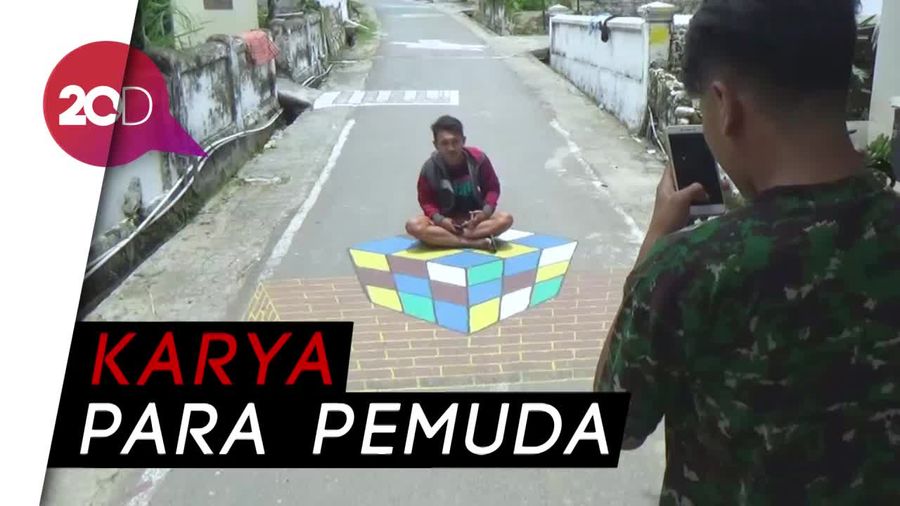 Keren! Jalan di Kampung Rembang Dilukis 3 Dimensi