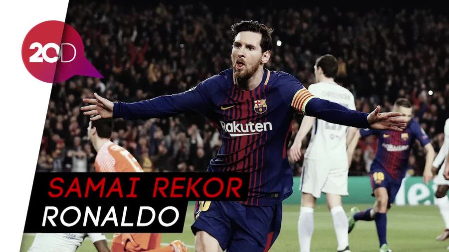 Aksi Messi Catatkan 100 Gol di Liga Champions