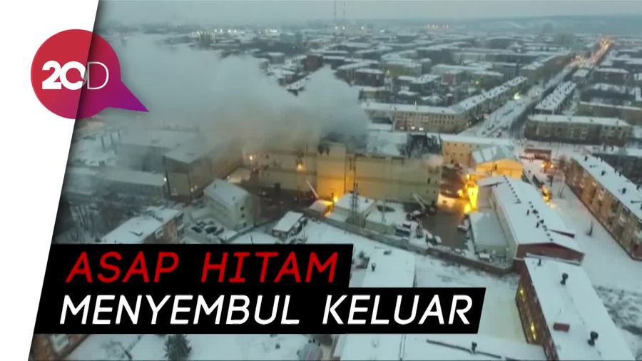 Penampakan dari Langit Kebakaran Mal di Rusia