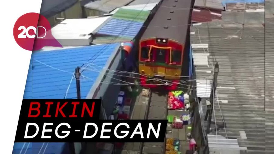 Ini Penampakan Pasar Mepet Rel Kereta di Thailand