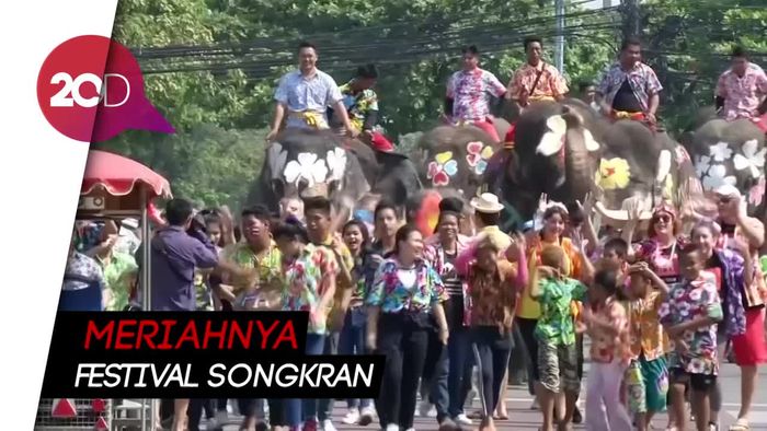 Serunya Perang Air Bareng Gajah di Thailand
