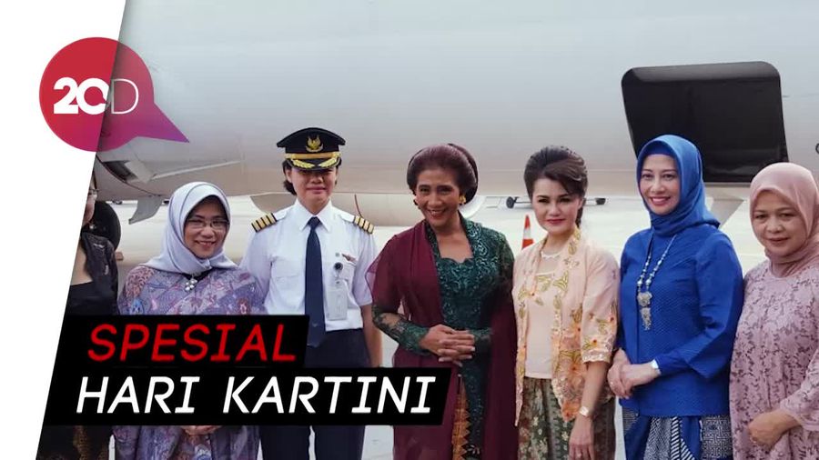 Cantiknya Menteri Susi Berkebaya di Kartini Flight