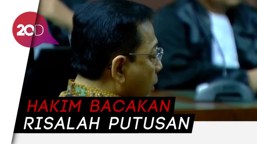 Merem Melek Novanto di Sidang Vonis e-KTP