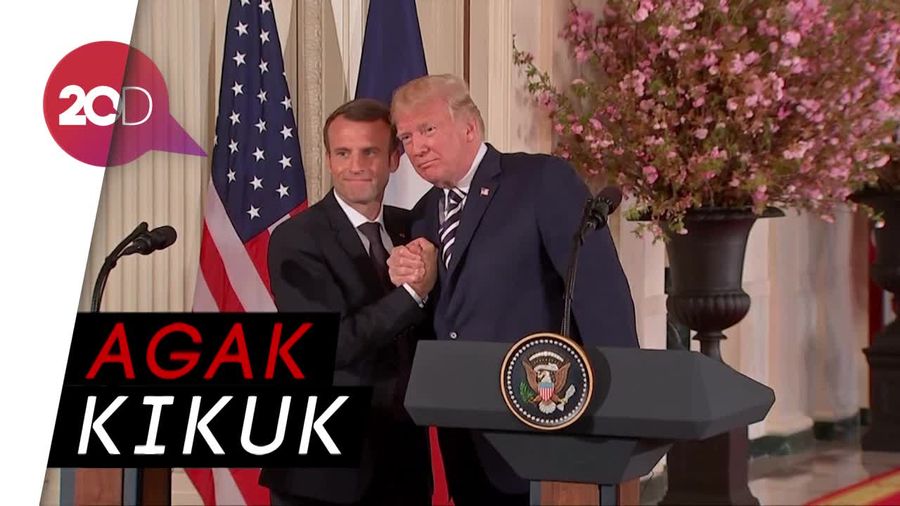 Peluk dan Cium Donald Trump untuk  Presiden Prancis