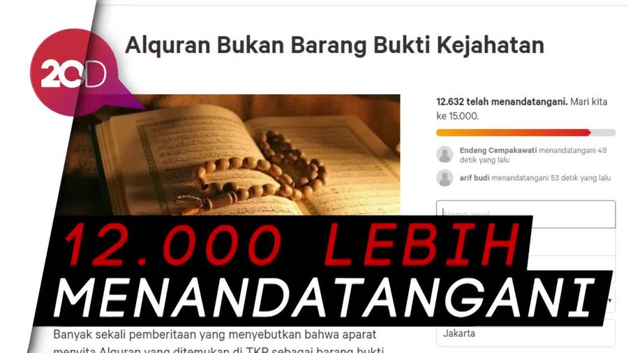 Ramai Petisi Alquran Bukan Barang Bukti Kejahatan