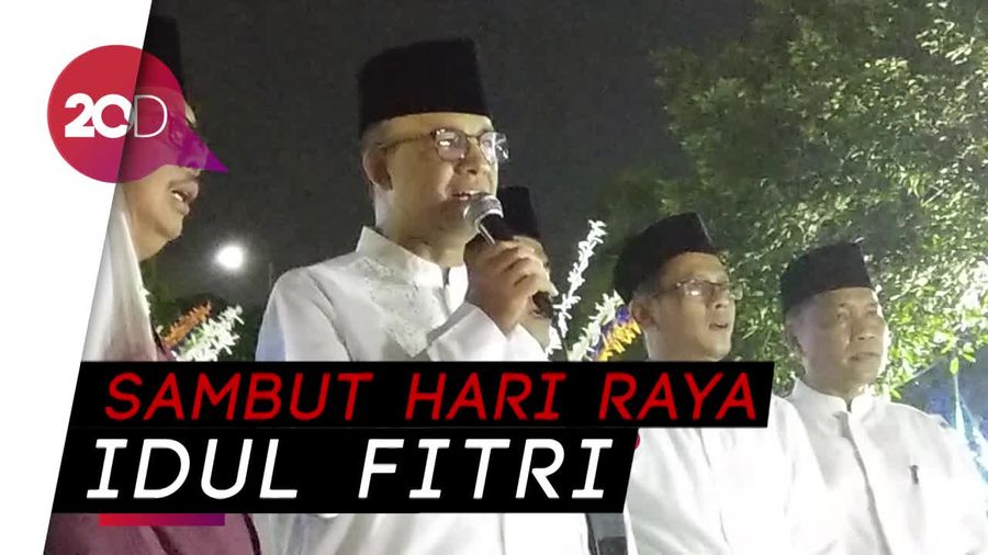 Gaya Anies Tabuh Bedug dan Takbiran di Wali Kota Jaksel