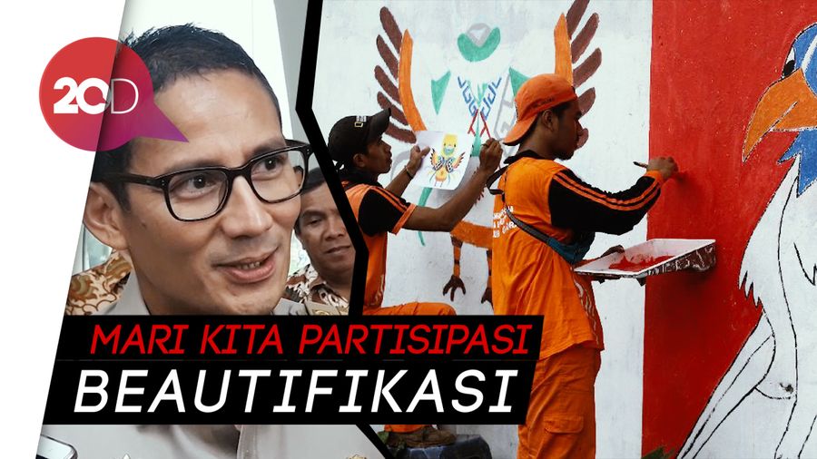Pasukan Oranye Buat Mural Asian Games, Sandi Sebut Beautifikasi