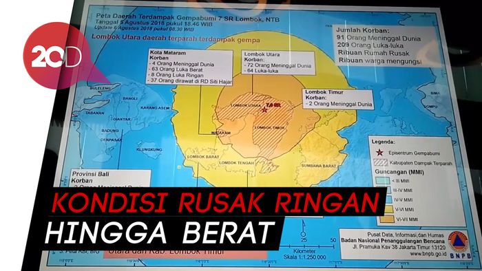 Lombok Utara Terparah Dirusak Gempa, 72 Orang Tewas