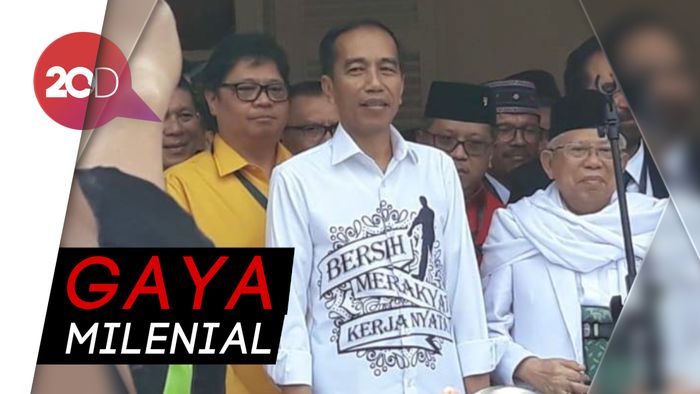 Lihat Kemeja Putih Bercorak Jokowi Saat Daftar Nyapres