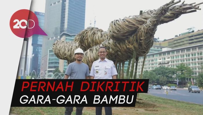 Anies Bantah Karya Seni Bambu di Bundaran HI Bentuk Sindiran