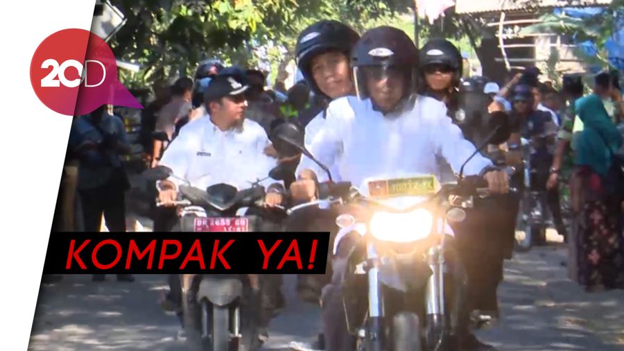 Boncengan Naik Trail, Jokowi dan TGB Tinjau Gempa Lombok