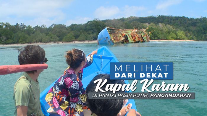 Wow! Ada Kapal Karam di Pantai Pasir Putih,Pangandaran